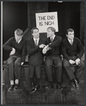 Paxton Whitehead, Patrick Horgan, William Christopher and Patrick Carter in the 1963 tour of the stage production Beyond the Fringe