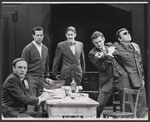 Andrew Duncan, Paul Dooley, Paul Benedict, Peter Bonerz and J.J. Barry in the stage production The White House Murder Case