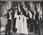 Tallulah Bankhead [center] and unidentified others in the stage production Ziegfeld Follies of 1956