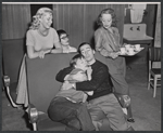 Carol Haney, Elliott Reid [center], Tallulah Bankhead [right] and unidentified others in the stage production Ziegfeld Follies of 1956