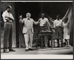 Louis Gossett [left], Menasha Skulnik [second from left], Yaphet Kotto [center] and unidentified others in the stage production The Zulu and the Zayda