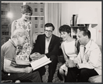 Ira Wallach, James Hammerstein, Mala Powers and unidentified others in rehearsal for the stage production Absence of a Cello