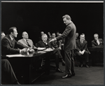 Richard Kiley, Ed Begley, Henry Jones, and cast in the stage production Advise and Consent