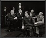 Ed Begley, Henry Jones (center row left), Chester Morris (lower row left), and cast in the stage production Advise and Consent