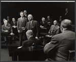 Ed Begley (center) and cast in the stage production Advise and Consent