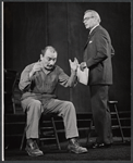 Unidentified actor and Barnard Hughes in the stage production The Advocate