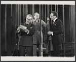 Barnard Hughes, unidentified actor, and James Daly in the stage production The Advocate