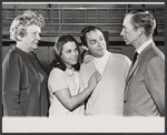 Betty Garde, Lee Lawson, Corbett Monica, and Ray Walston in rehearsal for the stage production Agatha Sue, I Love You