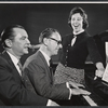 Robert Wright, George Forrest [seated], and Irra Petina in rehearsal for the stage production Anya