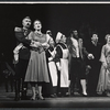 Michael Kermoyan and Constance Towers [left foreground] and ensemble in the stage production Anya