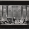 Maurice Evans (center) and unidentified cast members in the stage production The Apple Cart