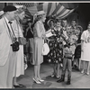 C. Stafford Dickens, Margaret Mower, Elaine Stritch, Evelyn Russell, Betty Jane Watson, unidentified [second from right] and ensemble in the stage production Sail Away