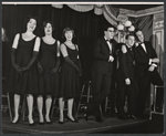 Donna Sanders, Mary Louise Wilson, Ceil Cabot, Rex Robbins, Philip Bruns and Steve Roland in the stage production Seven Come Eleven