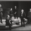 Gene Raymond, Leon Janney [left], Ed Begley [center] and unidentified others in the stage production A Shadow of My Enemy