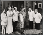 Margaret Ladd, Elizabeth Wilson, John McGiver, Richard Castellano, Will Mackenzie, Martin Gabel and unidentified others in the stage production Sheep on the Runway