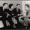 Vivien Leigh, Jean Pierre Aumont [center] and unidentified in rehearsal for the stage production Tovarich