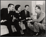 Vivien Leigh, Jean Pierre Aumont [center] and unidentified in rehearsal for the stage production Tovarich