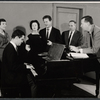 Vivien Leigh, Jean Pierre Aumont [center] and unidentified others in rehearsal for the stage production Tovarich