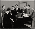 Vivien Leigh, Jean Pierre Aumont [center] and unidentified others in rehearsal for the stage production Tovarich