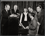 Harold Prince, George Abbott, Liza Minnelli, John Kander, Bob Dishy and Fred Ebb in rehearsal for the stage production Flora, the Red Menace
