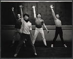 Lee Theodore and dancers in rehearsal for the stage production Floar, the Red Menace