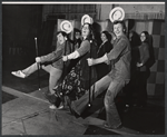 Christopher Murney [foreground left], Rene Auberjonois [foreground right] and unidentified others in rehearsal for the stage production Tricks