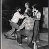 Jon Jory [left], Rene Auberjonois [background center], Christopher Murney [right] and unidentified [kneeling in foreground] in rehearsal for the stage production Tricks