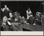 Tony Azito [far left background], Gretel Cummings [left foreground in black bonnet] and ensemble in the 1976 Broadway production of The Threepenny Opera