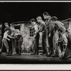 Frank Griso [fighting center left], John Call [fighting center right] and ensemble in the stage production A Time for Singing
