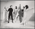 Kevin O'Connor [second from left], Sally Kirkland [center] and unidentified others in the stage production Tom Paine
