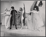 Kevin O'Connor [second from left], Sally Kirkland [second from right] and unidentified others in the stage production Tom Paine