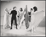 Kevin O'Connor [second from left], Sally Kirkland [third from right] and unidentified others in the stage production Tom Paine