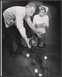 Melvyn Douglas and Barbara Britton in the stage production Spofford
