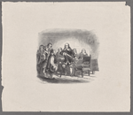 Peter Stuyvesant looking angrily at a group of men, possibly his associates