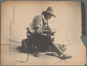 	Yachting girl [woman with binoculars]. A serious problem [cowboy writing a note]. Just lazy [woman in a hat]