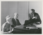 Elaine Stritch, Leroy Anderson, and Robert Whitehead (leaning over piano) during rehearsal of the stage production Goldilocks.