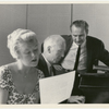 Elaine Stritch, Leroy Anderson, and Robert Whitehead (Close-up) during rehearsal of the stage production Goldilocks