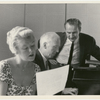 Elaine Stritch, Leroy Anderson, and Robert Whitehead (Close-up) during rehearsal of the stage production Goldilocks