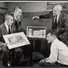 Howard Bay, Franchot Tone, Herman Shumlin and unidentified in rehearsal for the stage production Bicycle Ride to Nevada