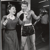 Steve Forrest and unidentified actress in the stage production The Body Beautiful