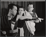 Harold Scott [left], Dom DeLuise [right] and unidentified [center] in the Off-Broadway stage production The Jackass