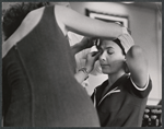Lena Horne and unidentified in costume fitting for the 1957 stage production Jamaica