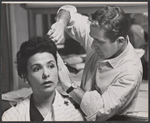Lena Horne and unidentified in costume fitting for the 1957 stage production Jamaica