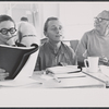 Julie Wilson, Frank Gorshin and Jack Collins in rehearsal for the stage production Jimmy                    