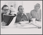 Julie Wilson, Frank Gorshin and Jack Collins in rehearsal for the stage production Jimmy                    