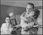 Julie Wilson [left], Frank Gorshin [embracing], Anita Gillette [embracing] and unidentified in rehearsal for the stage production Jimmy