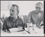 Frank Gorshin [left] and unidentified in rehearsal for the stage production Jimmy