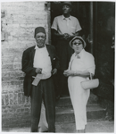 Moms Mabley (right foreground) and William Spayne backstage at the Apollo Theater