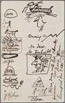 Notes in sketch form for a lecture. Inscribed to Charles [Warren Stoddart] at end of British lecture tour, "Jan. 9, 1874. 10.30pm."