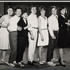 Kathryn Hays, Eddie Bracken, Lee Lawson, John Stewart, Betty Lester, Sean Garrison and Lovelady Powell in publicity pose for the stage production Hot September